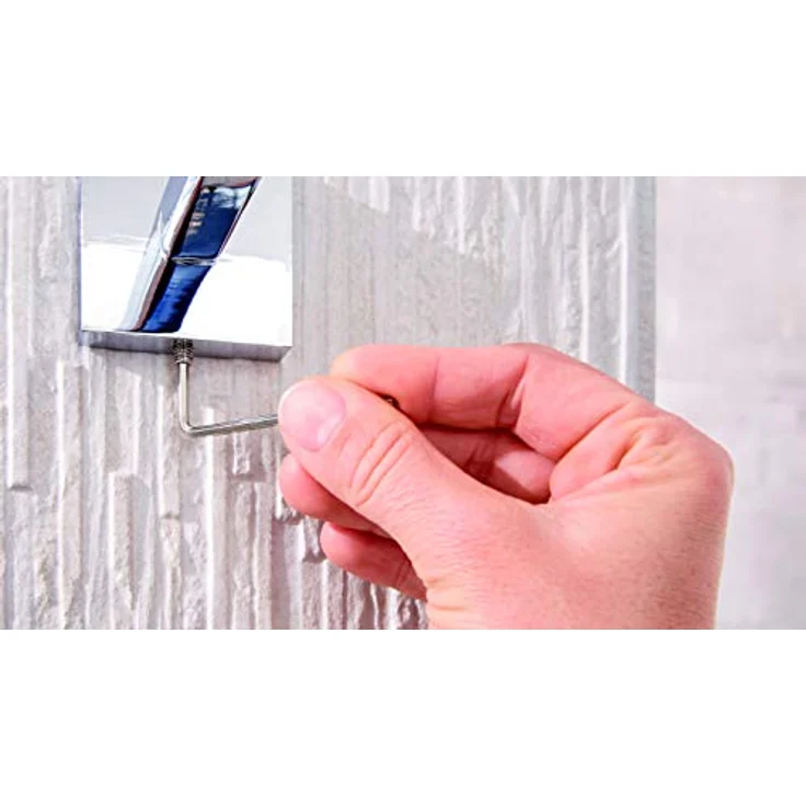 tesa DELUXXE Toilettenbürsten-Set, verchromt, mit satiniertem Glas - zur Wandbefestigung ohne Bohren, inkl. leistungsstarker Klebelösung - 137 mm x 97 mm x 160 mm – Bild 5