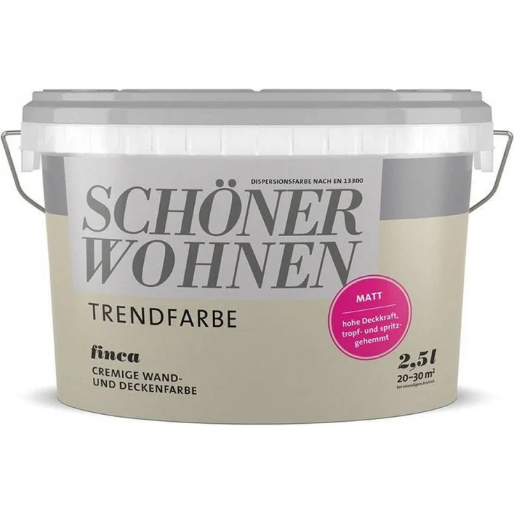 SCHÖNER WOHNEN FARBE Wandfarbe SW Trend, matt, 2,5L, Finca 1565, lösemittel- und weichmacherfrei, hochdeckend, scheuerbeständig, wasserdampfdurchlässig
