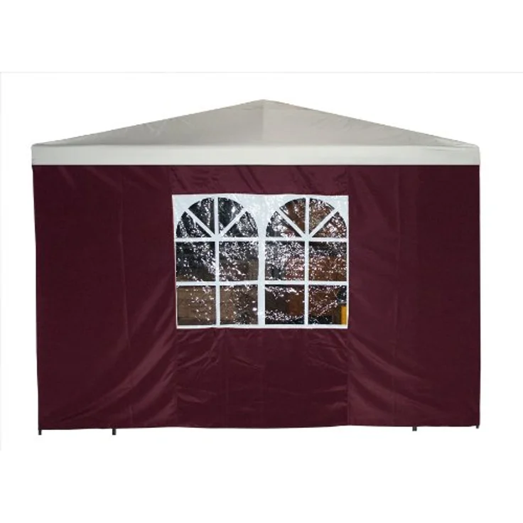 DEGAMO Pavillonseitenteil, 3x1,9 Meter, wasserabweisend aus Polyester in bordeaux rot, mit PVC-Fenster – Bild 1