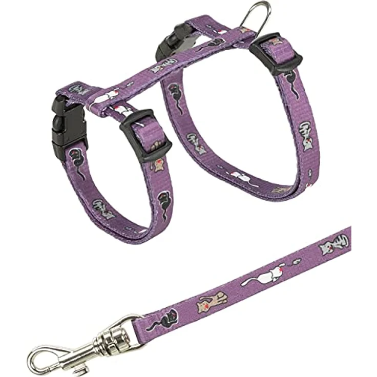 Trixie 4144 Kätzchengeschirr mit Leine, Nylon, 21–33 cm/8 mm, 1,20 m, farblich sortiert,1 Stück – Bild 1