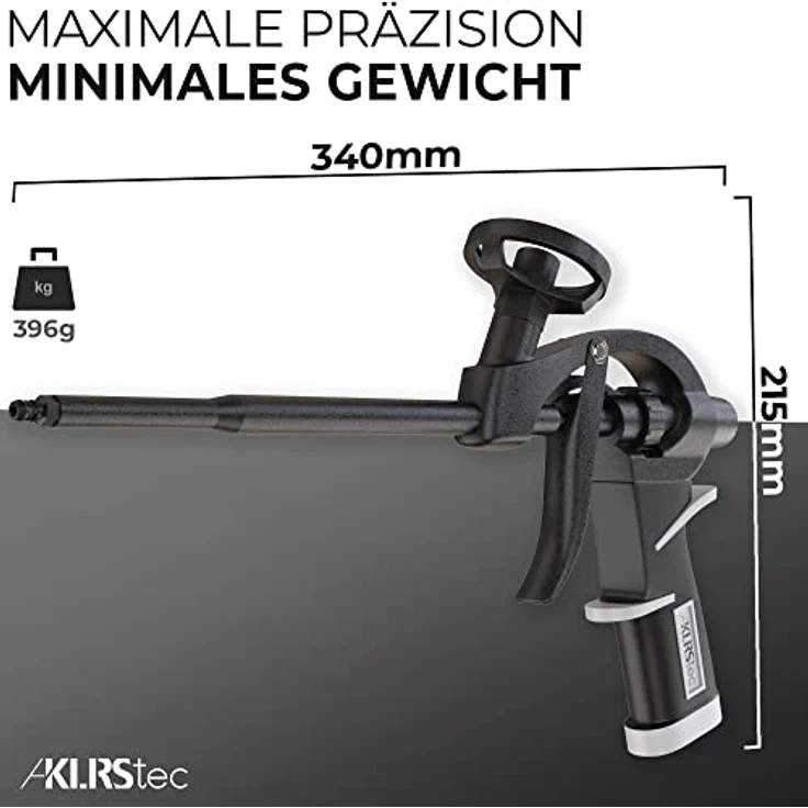 KLRStec Bauschaumpistole PU Schaumpistole Teflon beschichtet (PTFE) - Profi Montagepistole mit Einhandjustierung (1k & 2k 750ml) - inkl. Zubehör – Bild 4