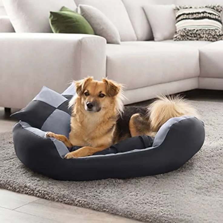 Petstuff Hundebett, Wendefunktion, herausnehmbares Kissen, wasserabweisend, abwaschbar, Farb- u. Größenwahl, grau/schwarz, S – Bild 2