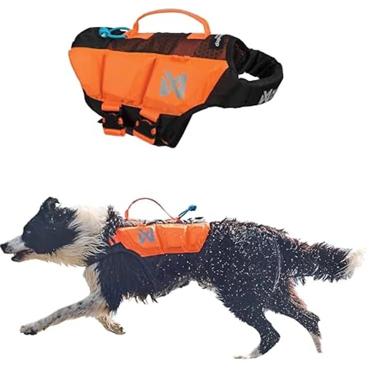 Non-Stop Dogwear Protector Life Jacket M, Hundeschwimmweste mit atmungsaktiver Konstruktion und optimierter Passform, orange – Bild 1