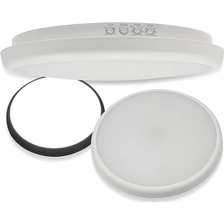 ChiliTec LED Deckenleuchte mit Bewegungsmelder 26cm IP54 Innen Aussen - Präsenzmelder Dämmerungssensor - 16W 1500Lm 40mm Flach - Rund Feuchtraumleuchte HF Radar Sensor 4000k Weiß – Bild 5
