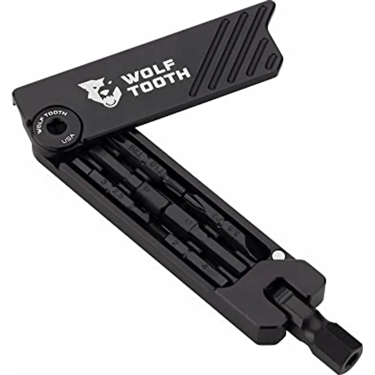 Wolf Tooth Multitool 6-Bit Hex Schwarz, ED-beschichtete Bits, 11 Funktionen, Kugelarretierungs-Drehkopf bis 40 Nm