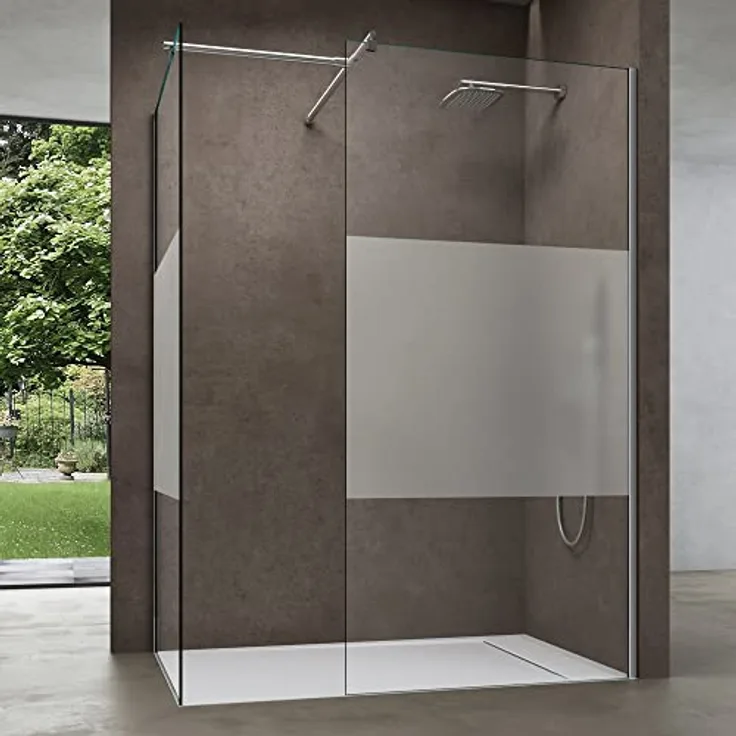 Sogood Luxus Duschwand Duschabtrennung Bremen1MS 80x80 Walk-In Dusche aus 2 festen Glaselementen mit Stabilisator aus Echtglas 8mm ESG-Sicherheitsglas Klarglas inkl. Nanobeschichtung