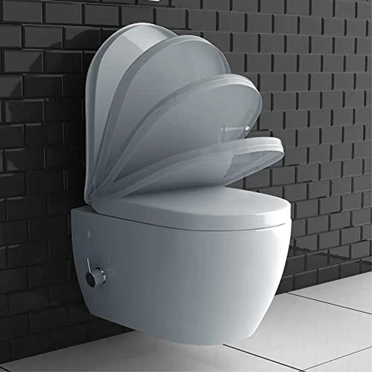 Alpenberger Hänge WC Spülrandlos | Toilette mit Bidet Funktion | Toilettendeckel mit Absenkautomatik | Dusch WC Set mit Intimdusche | Kloschüssel mit Armatur | Tiefspüler Passend Geberit (7150 U) – Bild 3