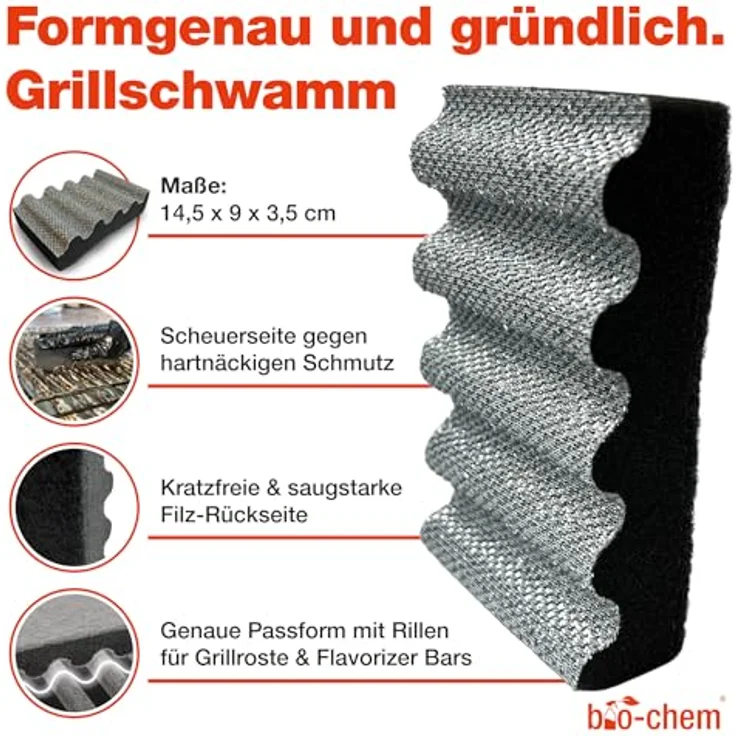 bio-chem Rauchharz-Entferner, 1000 ml Konzentrat für Grill und Backofen, inkl. Mischflasche und Reinigungsschwamm, extrem kraftvolle Formel für Edelstahl und Gusseisen – Bild 3