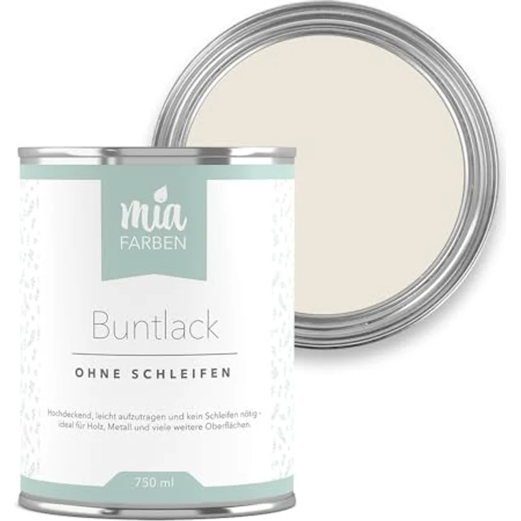 miafarben Buntlack, Möbelfarbe 750ml für Holz, Metall, Kunststoff, Wetterfest in dezentes Sandbeige – Bild 1