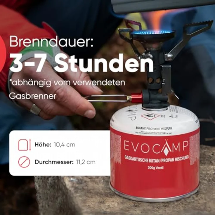 EVOCAMP 3x Propan Butan Gaskartuschen 300g mit Schraubventil Eurogewinde 7/16", Sicherheits-Verschlussautomatik, kompatibel mit Weber Q100/1200-Serien – Bild 3