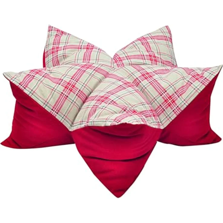 Aumüller Sternenkissen Karo, Beige/Rot - 85 cm - Liegekissen für Hunde und Katzen – Bild 1