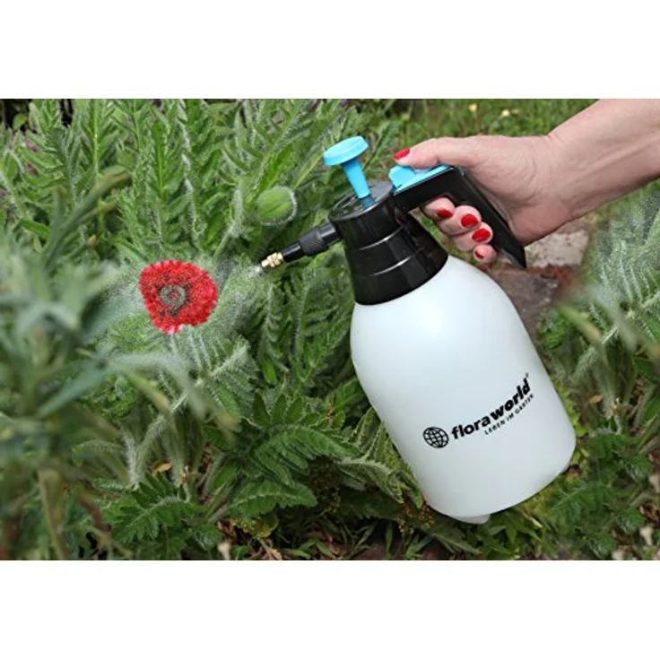 Floraworld Drucksprüher Comfort 2 L, druckbeständig und formstabil, mit Meßskala, Blau/schwarz/weiß, 18 x 13 x 32 cm – Bild 2