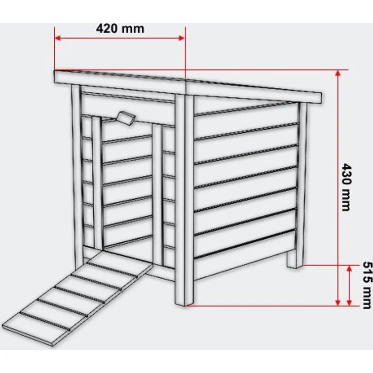 Wiltec Katzenhaus 420 x 515 x 430 mm aus Fichtenholz, Kleintierhaus Kaninchenstall mit Dach aufklappbar, Bitumeneindichtung, Tierstall für Garten/Balkon – Bild 4