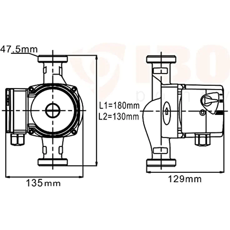 IBO OHI 25-40/180, Heizungspumpe für Trinkwasserzirkulation mit 3-Stufen-Drehzahlregelung, 55 l/min, robust, IP44 Schutzart – Bild 6