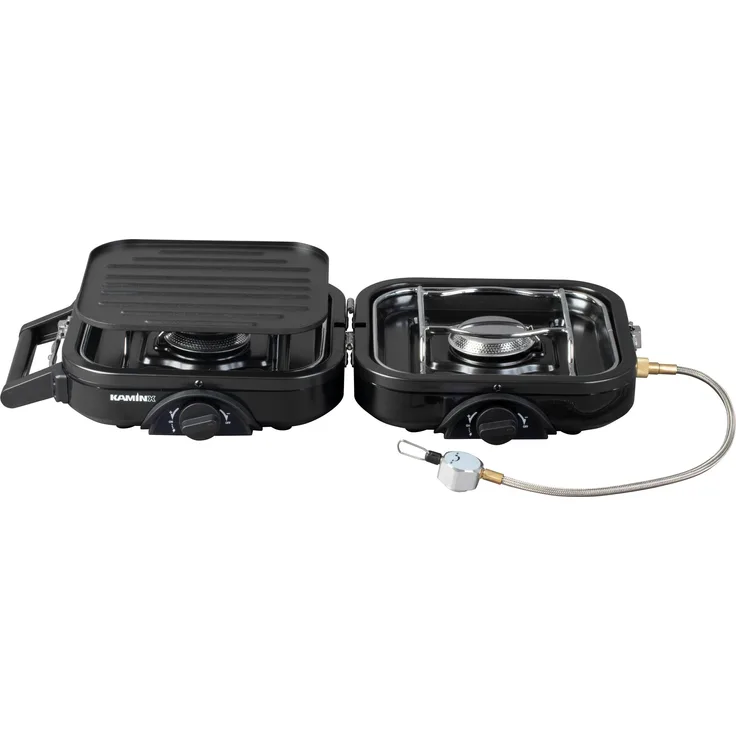 Cobb KaminX klappbarer Gaskocher, 2-flammig mit Grillplatte, Schwarz