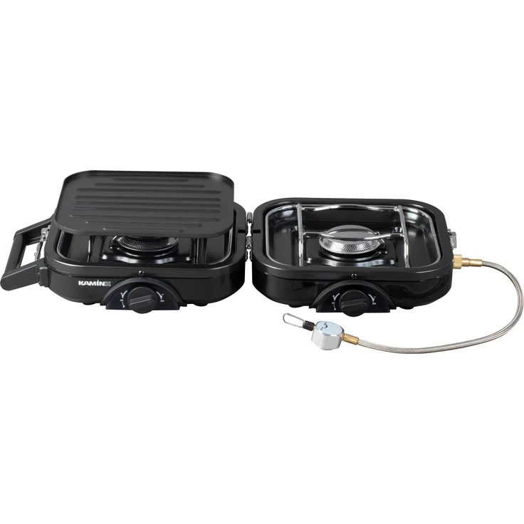 Cobb KaminX klappbarer Gaskocher, 2-flammig mit Grillplatte, Schwarz