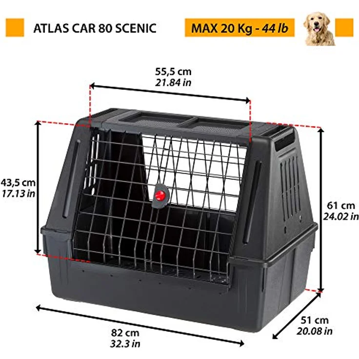 Ferplast Autotransportbox für Hunde Autobox für Hunde ATLAS CAR 80 SCENIC, Hundetransportbox Hundebox fü Auto mit Sicherheitshaken, Hervorragende Belüftung, 82 x 51 x h 61 cm. – Bild 2
