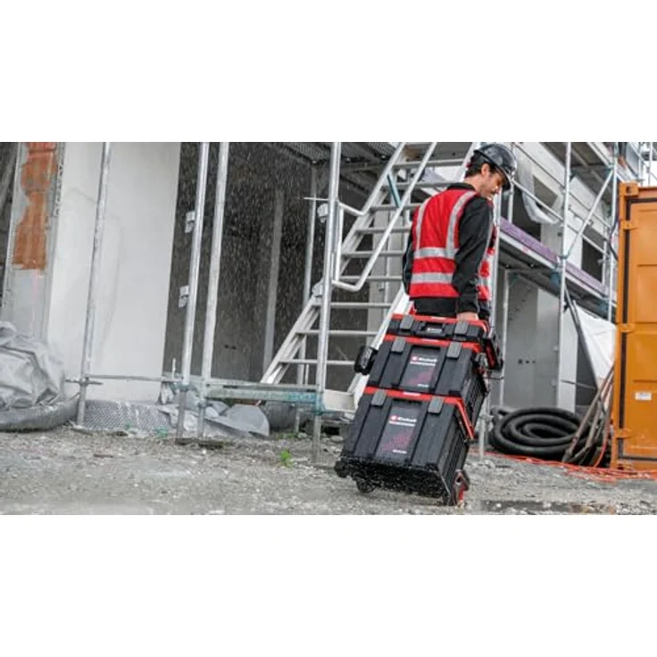 Einhell E-Case L SEALED, Werkzeugkoffer mit max. 120 kg Tragkraft, staubdicht und strahlwassergeschützt, Trolleygriff, kompatibel mit Half Size E-Cases, 44 x 40 x 36 cm – Bild 3