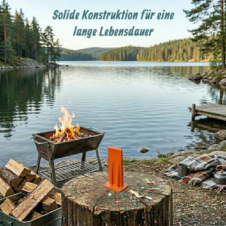 relaxdays Holzspalter Manueller Holzspalter, Stahl Konstruktion, orange, kompakte Maße, sicherer Stand mit Befestigungsmöglichkeiten – Bild 5