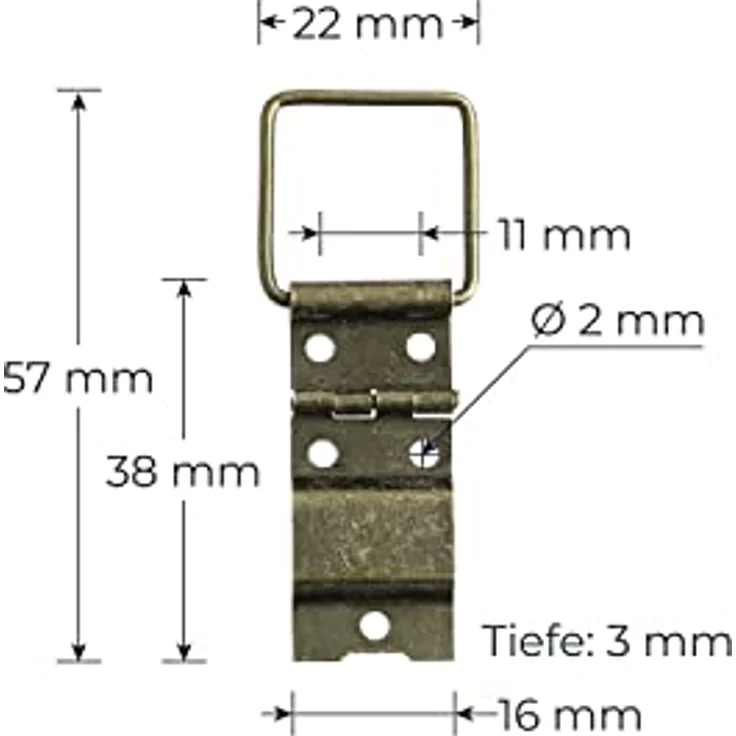 HMF Möbelbeschlag Vintage Deko Scharnier klein, 2er Set aus bronzefarbenem Metall, 22 x 57 mm mit Feststellmechanismus – Bild 2