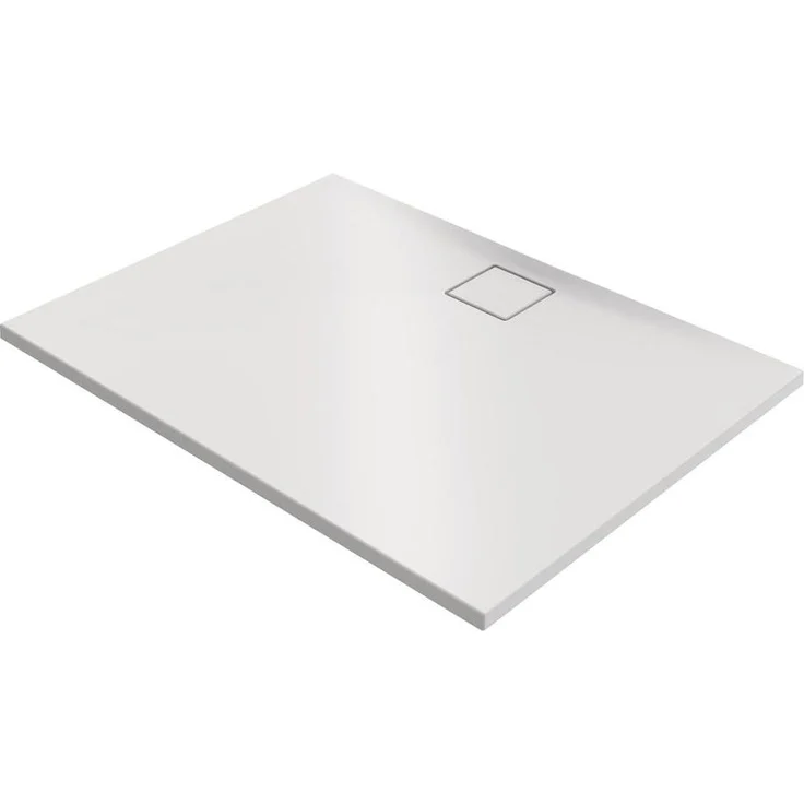 Hüppe EasyFlat Duschwanne, rechteckig, 1000x800mm, weiss glänzend, flacher Ablauf an langer Seite, rutschfeste Oberfläche