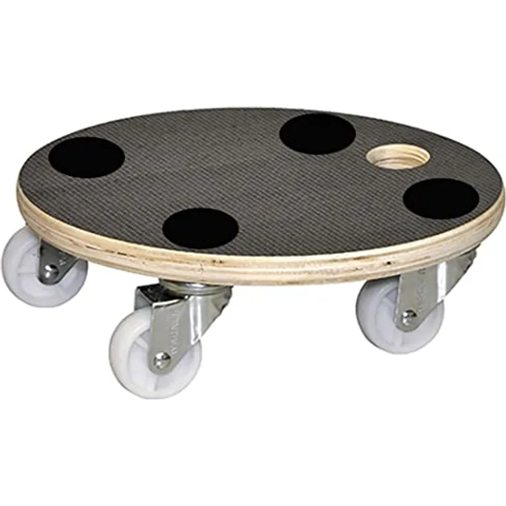 Green>it Home It® Pflanzenroller, 30 cm rund aus Holzoptik, 150 kg Tragkraft, 4 Rollen (2 mit Bremse), nachhaltiges Material