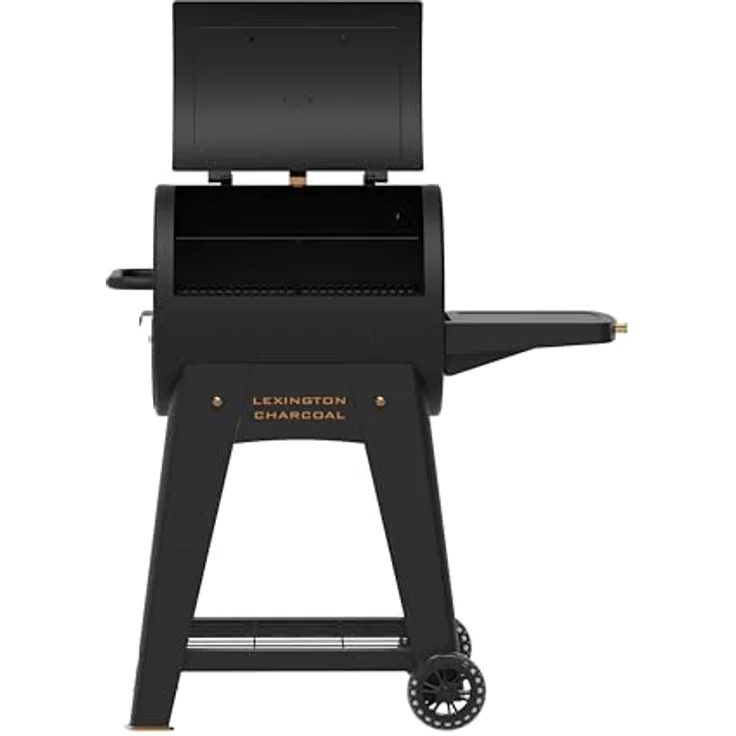 PIT BOSS Holzkohlegrill Lexington Onyx Edition, 3.503 cm² Grillfläche für ca. 30 Burger, 2 porzellanemaillierte Stahlroste, seitlicher Zugang zur Holzkohleschale, stabile Ablagen für Zubehör – Bild 4
