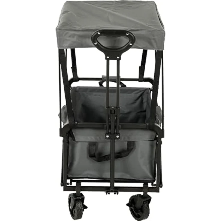 Greemotion Bollerwagen mit Dach, Faltbarer Handwagen aus 600D-Polyester, 90 x 103 x 50 cm, schwarz/grau – Bild 2