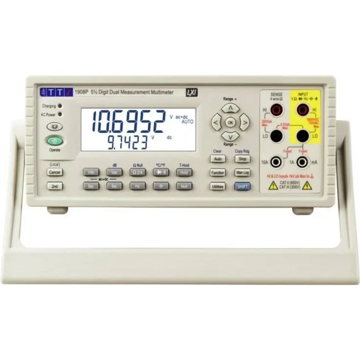 Aim TTi 1908P Multimeter, Tisch-Multimeter digital mit Zweikanal-Messfunktionen und Dual-Display, CAT II 600 V / CAT III 300 V
