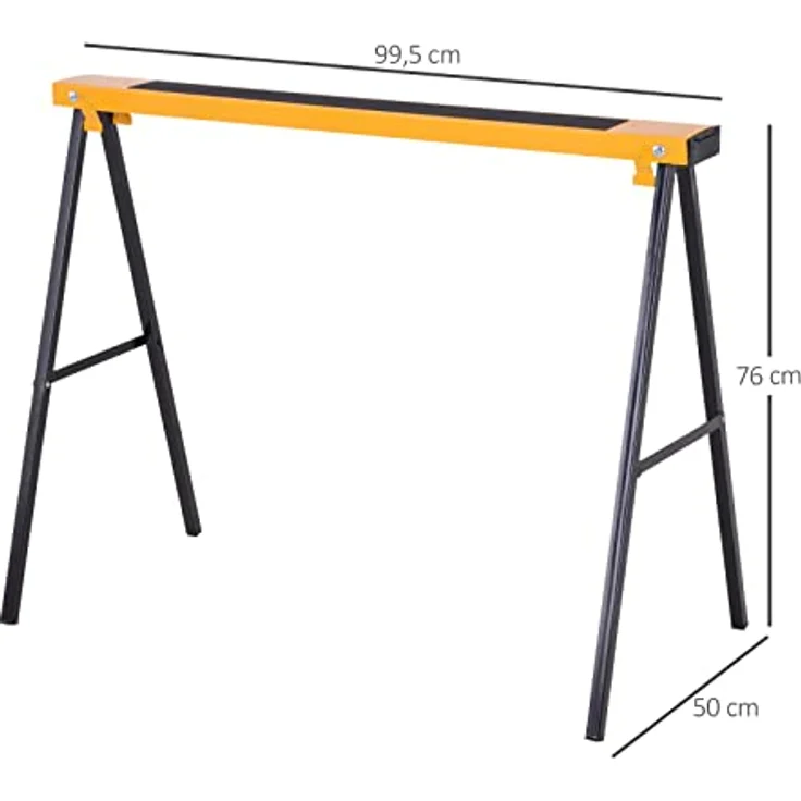 Durhand Sägebock 2er-Set Klappbar, rutschfestes Unterstellbock aus Metall in Gelb, 250 kg Tragkraft, 99,5 x 50 x 76 cm – Bild 7