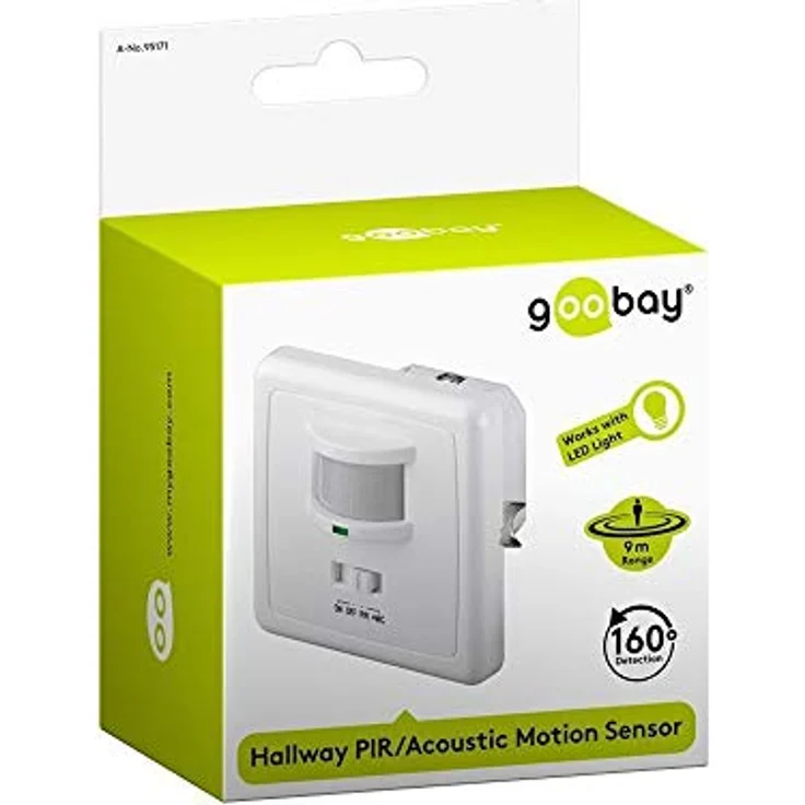 Goobay 95171 Infrarot - Akustik Bewegungsmelder zur Unterputz-Wandmontage, 160° Erfassung, 9 m Reichweite, für Innen (IP20), LED-geeignet – Bild 4