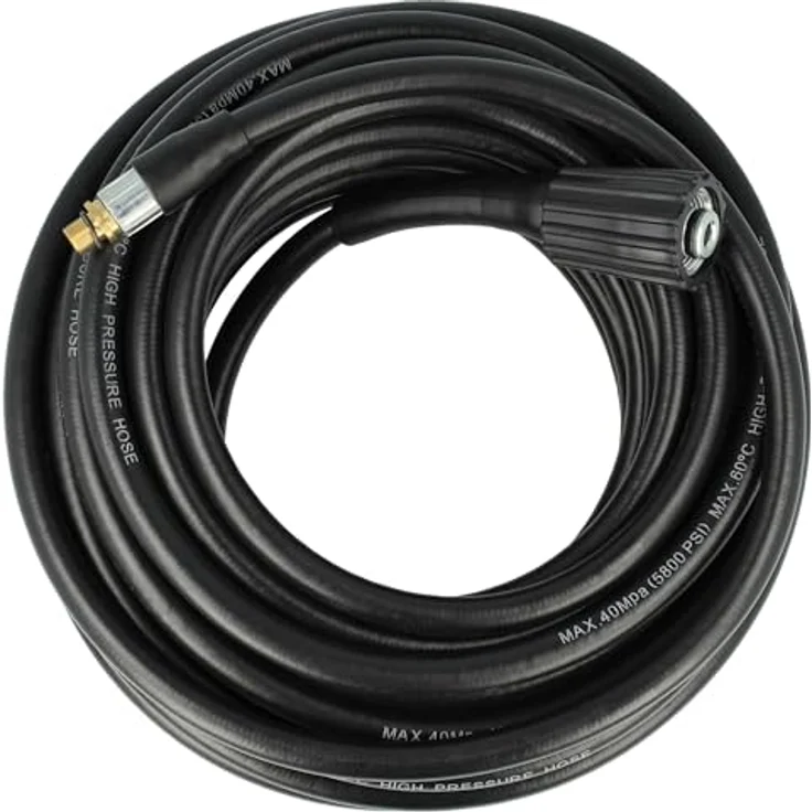 vhbw 15m Hochdruckschlauch für Kärcher K 3 Horizontal Plus, 3 Full Control Home, 3 Home, 3 Full Control Home T 5, mit Schnellkupplung, max. Druck 200 bar, schwarz/gold – Bild 4
