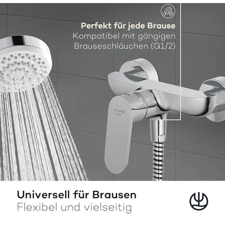 OTTO Kludi X1 Duscharmatur, chrom, Wandmontage, geschlossener Hebel, Keramik-Kartusche, Brauseabgang G1/2 – Bild 3