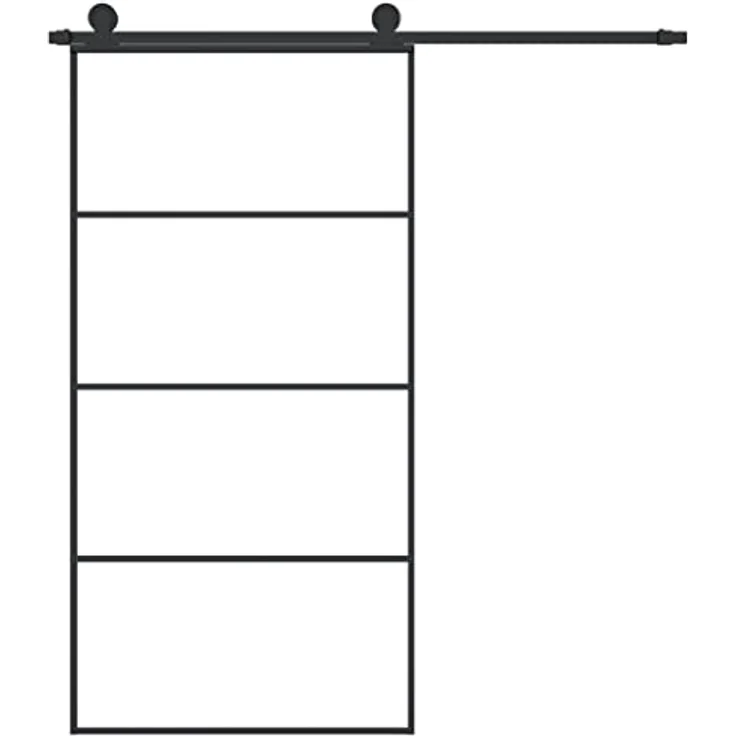 vidaXL Schiebetür 102,5x205 cm, ESG-Glas & Aluminium, schwarze Innentür mit Geräuschdämpfung, inklusive Montagebeschläge – Bild 4