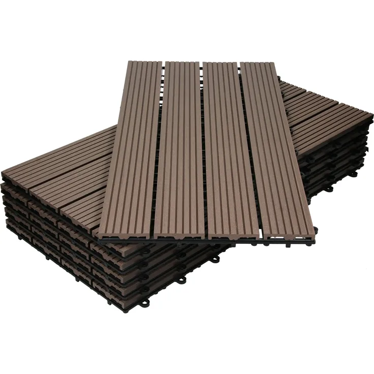 3er Pack WPC Bodenplatte 60x30 dunkelbraun