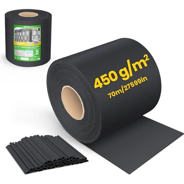VOUNOT® PVC Sichtschutzstreifen für Doppelstabmatten 70m x 19cm, 40 Befestigungsclips, Sichtschutz Zaunfolie für Stabmattenzaun, Gartenzaun, Zaun, Schwarz – Bild 2