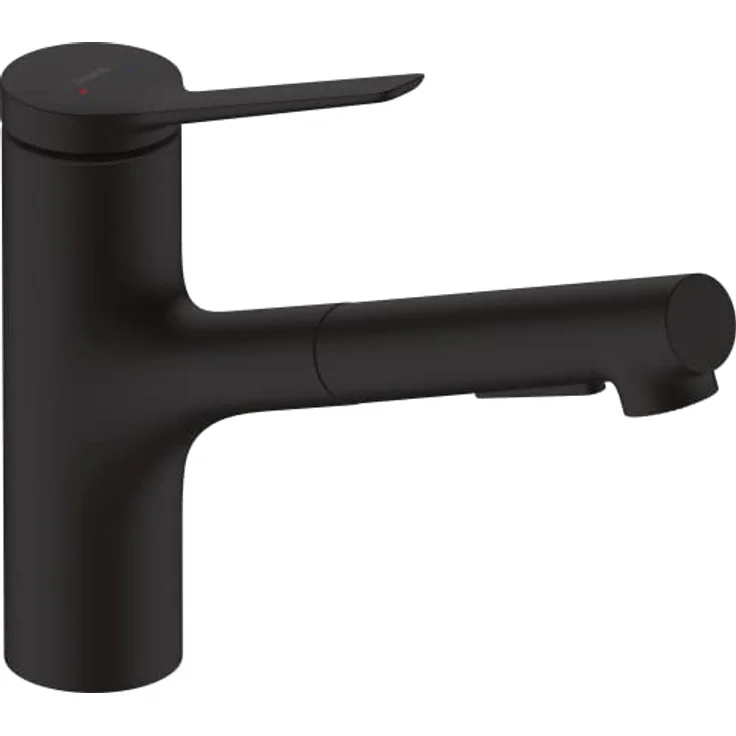 hansgrohe Zesis M33 Einhebelküchenmischer mit Ausziehbrause, Mattschwarz, ComfortZone 150, 150° Schwenkbereich, 8,2 l/min Durchflussmenge – Bild 1