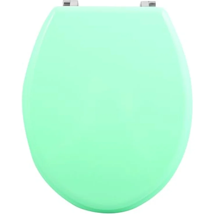 MSV WC-Sitz Cleo, MDF mit feuchtigkeitsresistenter Beschichtung, 45 cm x 37 cm x 5,6 cm, aquablau – Bild 2