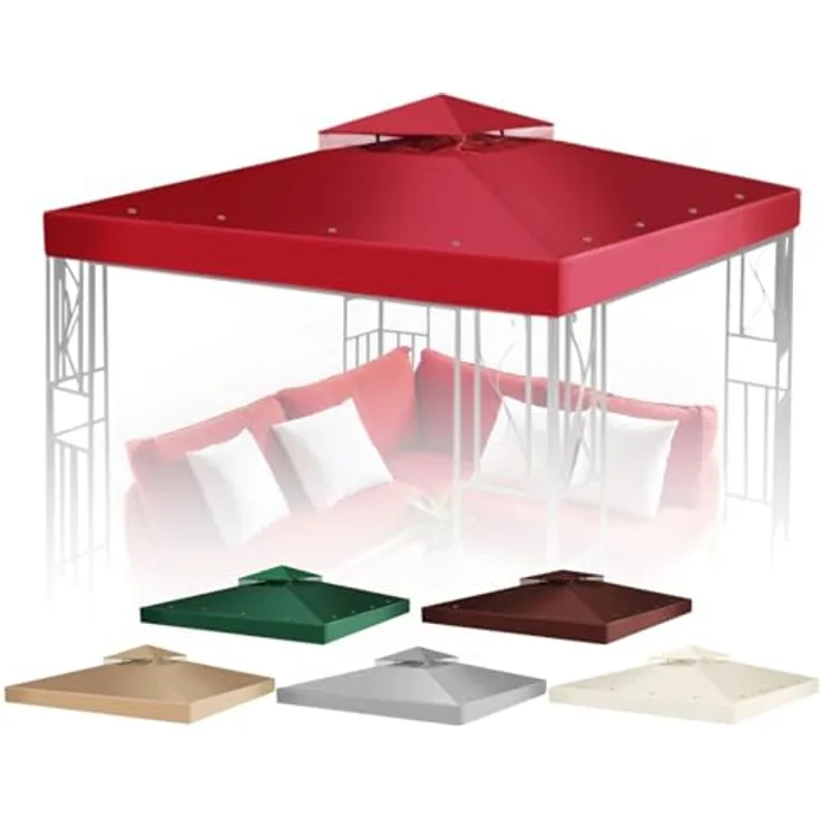 flexzion 8 'X8' Pavillon Top Himmel Ersatz Cover ? DUAL Schicht mit Plain Edge Polyester UV30 Schutz Wasserdicht für Outdoor Garten Terrasse Rasen Sonne Schatten