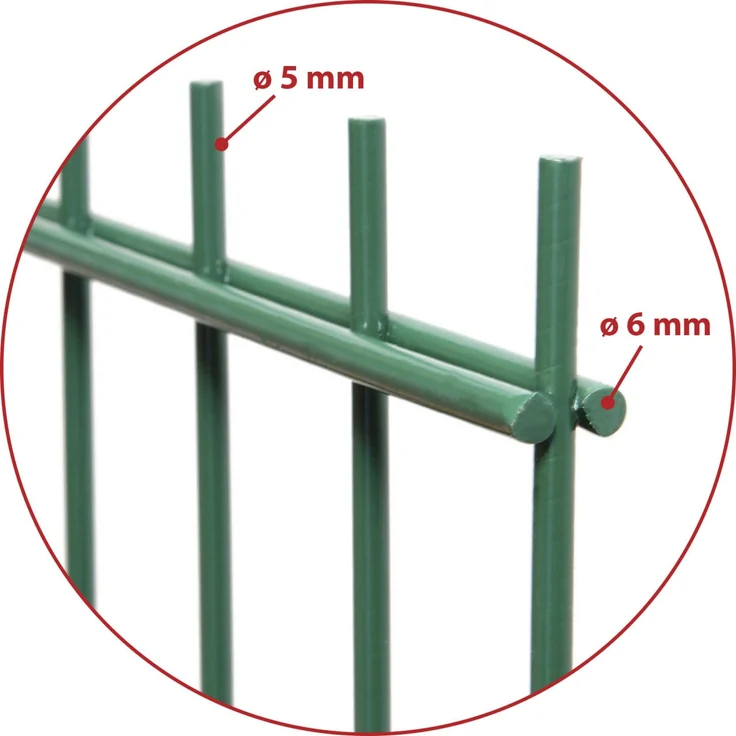 Floraworld Doppelstabmatten-Zaun Premium 251 x 63 cm, moosgrün RAL 6005, Stahl mit 6/5 mm Drahtstärke