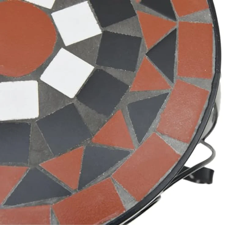 vidaXL Blumenständer, Pflanzenständer 3 Stk. Terrakottarot und Weiß Keramik - Mediterranes Design, pulverbeschichtetes Eisen, robust und stabil – Bild 8