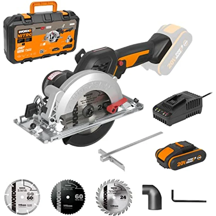 WORX WX531 Akku Kreissäge 20V ? Schneidet mühelos Holz, Metall, Fliesen & Plastik ? Bürstenlose Kreissäge für exakte, gerade Schnitte ? Mit Akku, Ladegerät & Koffer – Bild 2