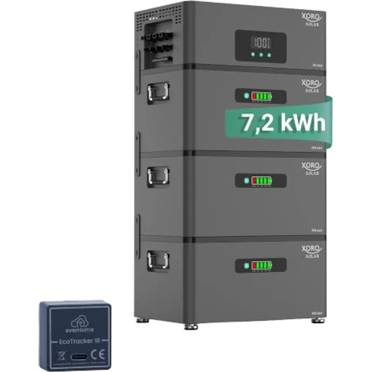 XORO SOLAR ATLAS-F PLUS Solarspeicher, 7,2 kWh, 4000 Wp, 2400 W, inkl. EcoTracker, LiFePO₄ Akku, IP65, modular und stapelbar – Bild 1