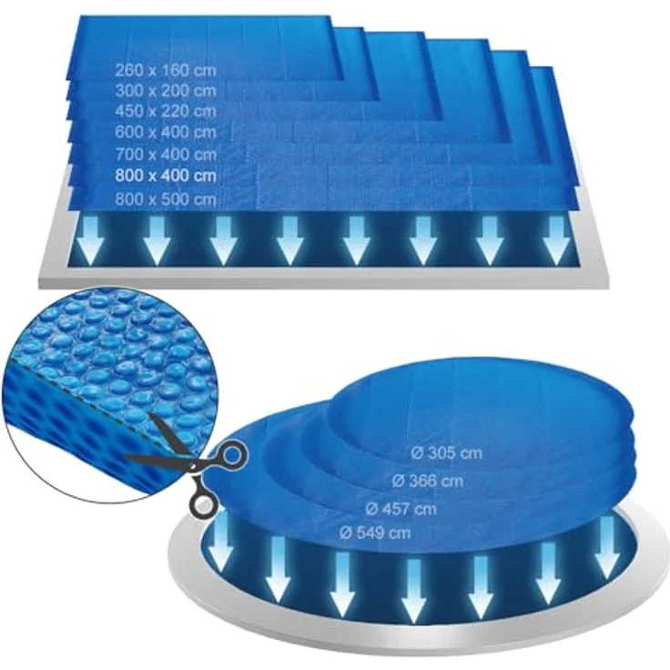 OK-Living Eckige Solarfolie Pool blau, Solarabdeckplane 800x400 cm – Bild 3