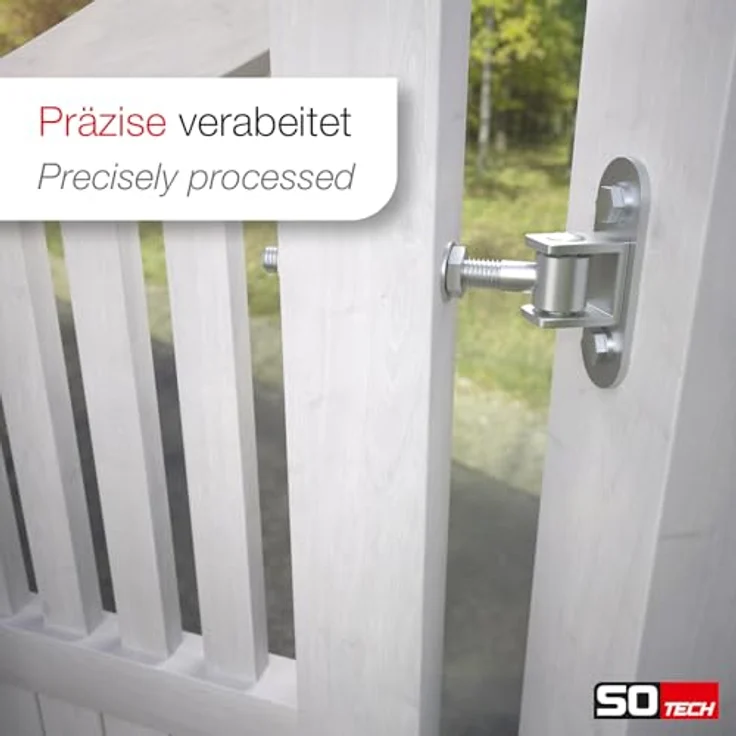 SO-TECH 2er Pack Torscharnier verstellbar M16 x 190 mm, verzinkt mit Anschraublasche 115 x 40 mm – Bild 2