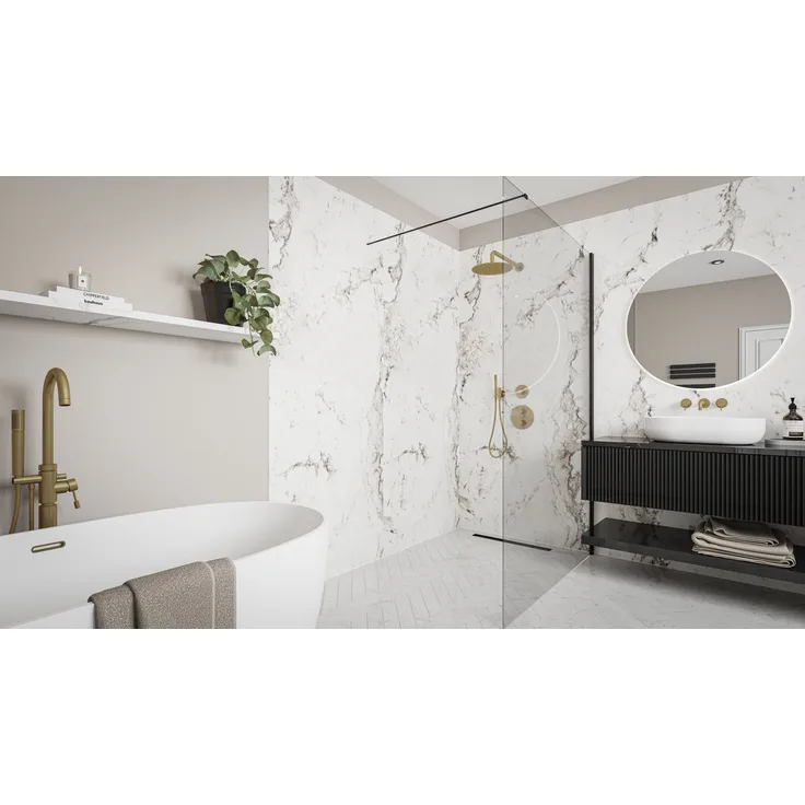 Wetwall Duschrückwand Elite Romana Marble, wasserdicht, einfache Montage ohne Bohren, fugenfreies Design