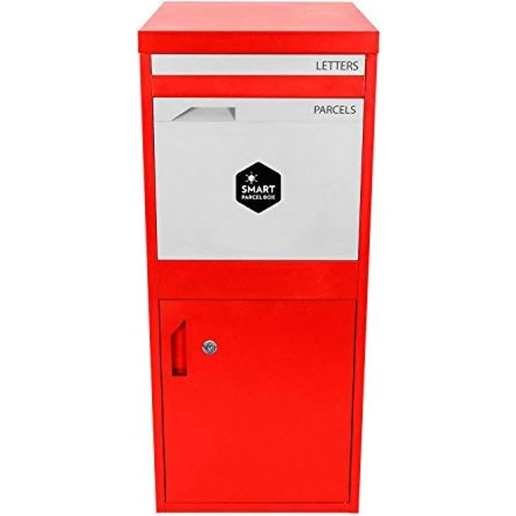 Smart Parcel Box XL rot 49x45x103 cm, Paketbriefkasten zur Wand- oder Bodenmontage, für Zuhause & Unternehmen, Paketentnahme vorne & hinten – Bild 3