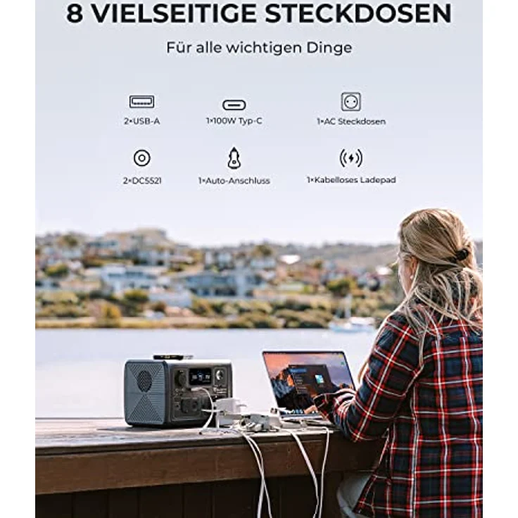 BLUETTI Tragbare Powerstation EB3A, 268Wh LiFePO4 Batterie Backup mit 600W (1200W Peak) AC Ausgängen, Solargenerator für Reise und Camping – Bild 3