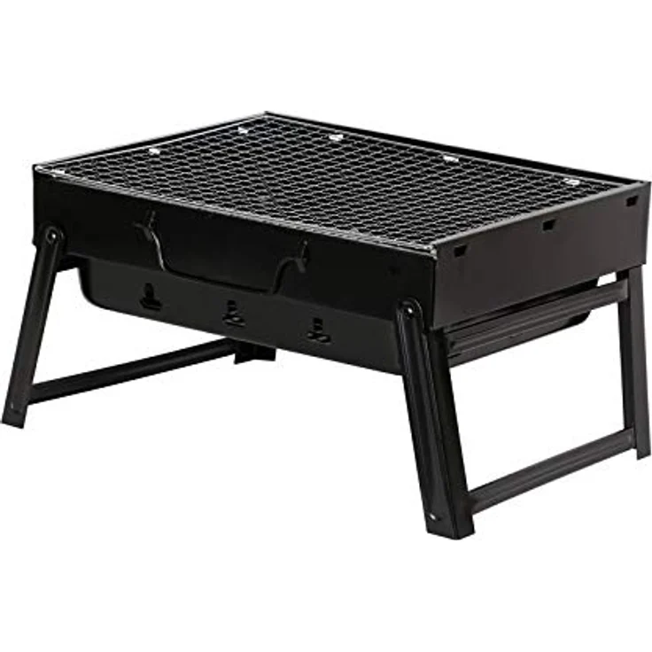 HAC24 Tragbarer BBQ Klappgrill Camping Grill Holzkohlegrill Holzkohle Minigrill Klappbarer Kohlegrill, Stahl, Schwarz – Bild 1