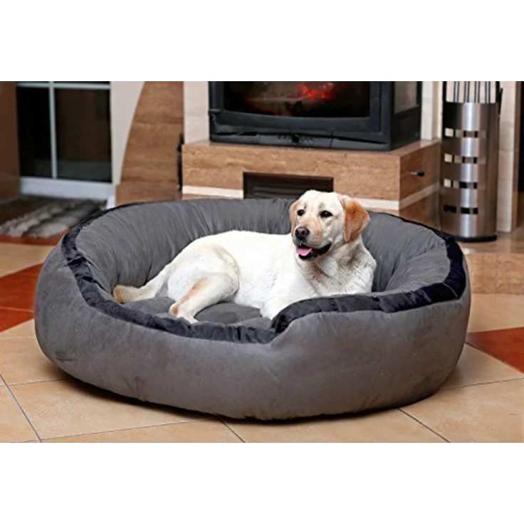tierlando Lana Hundebett Hundesofa M L XL Velours MEGA DICK 80 100 120cm WEICH Größe: LA4 100cm L | Farbe: 06 Grau – Bild 1